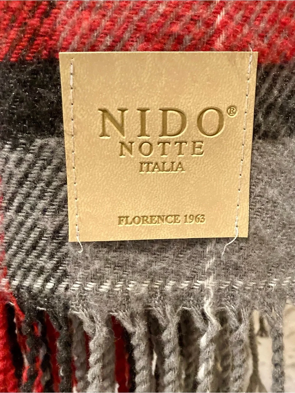 NWT Nido Notte Italia Plaid Throw- red plaid